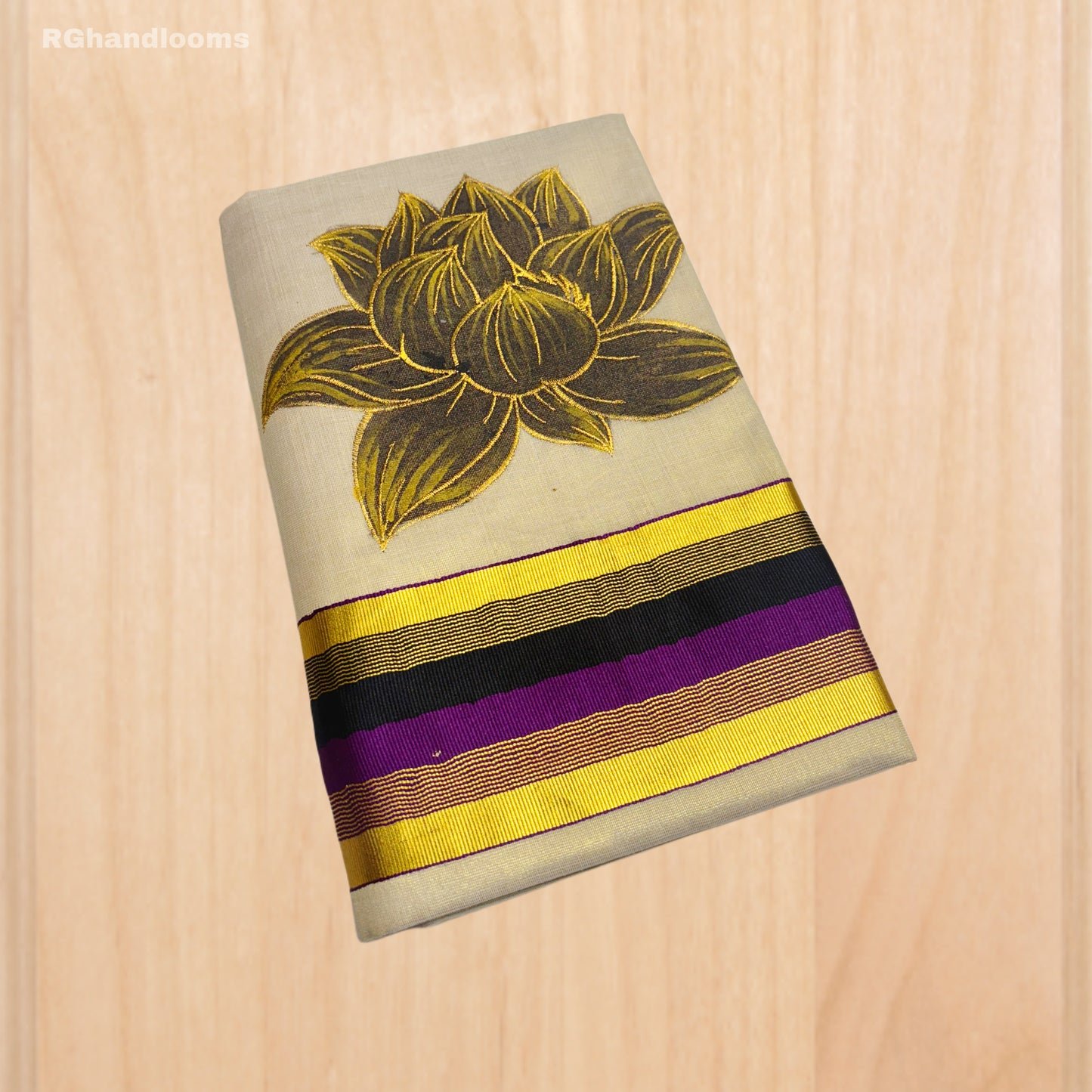Tissue Hand Paint Saree with embroidery , with Flower Designs