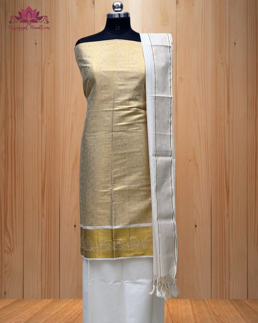 Churidar Material Peacock Design and a luxurious Golden Border